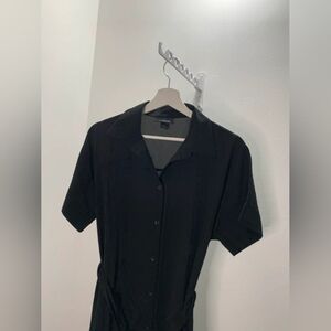 Monki Women’s long black buttoned dress with belt